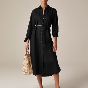 J.Crew Tunic Shirtdress in Linen, Black Size XS, NWT